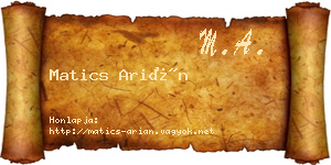 Matics Arián névjegykártya